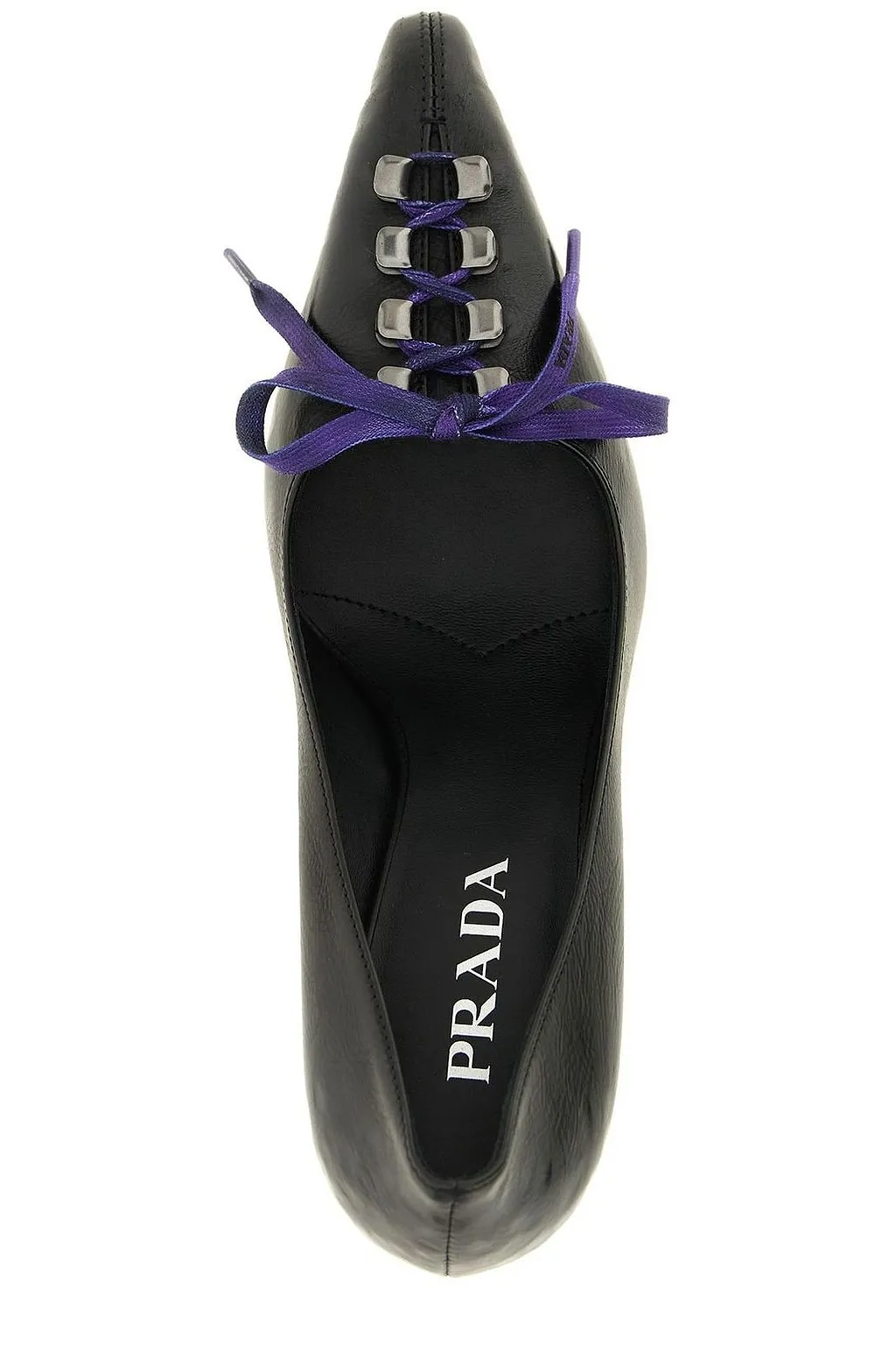 Prada Lace-Up Kitten Heeled Pumps