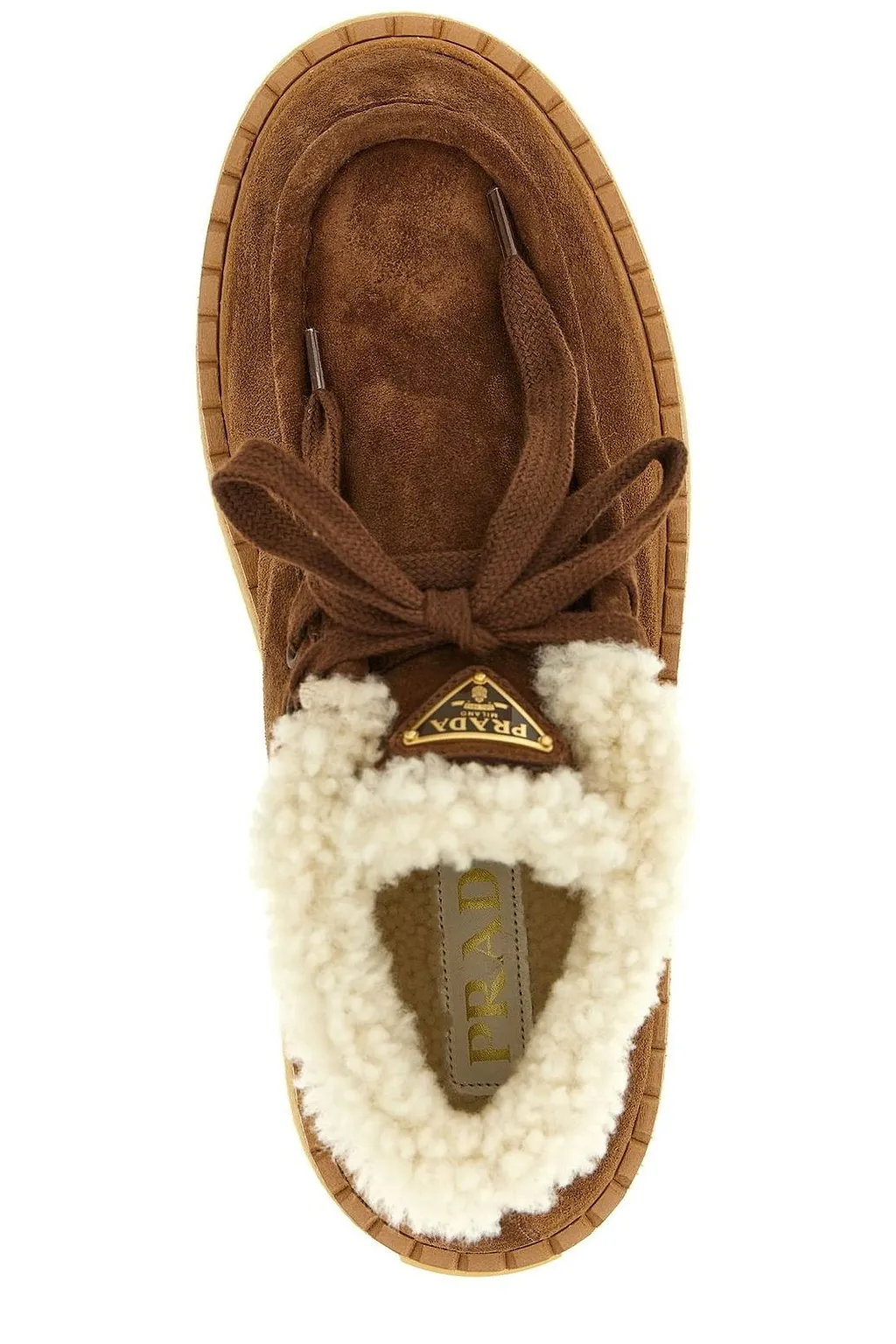 Prada Laced Fluffy Low-Top Platform Boots