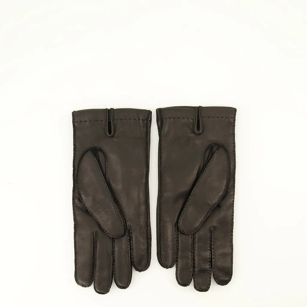 Prada Logo Detail Leather Gloves