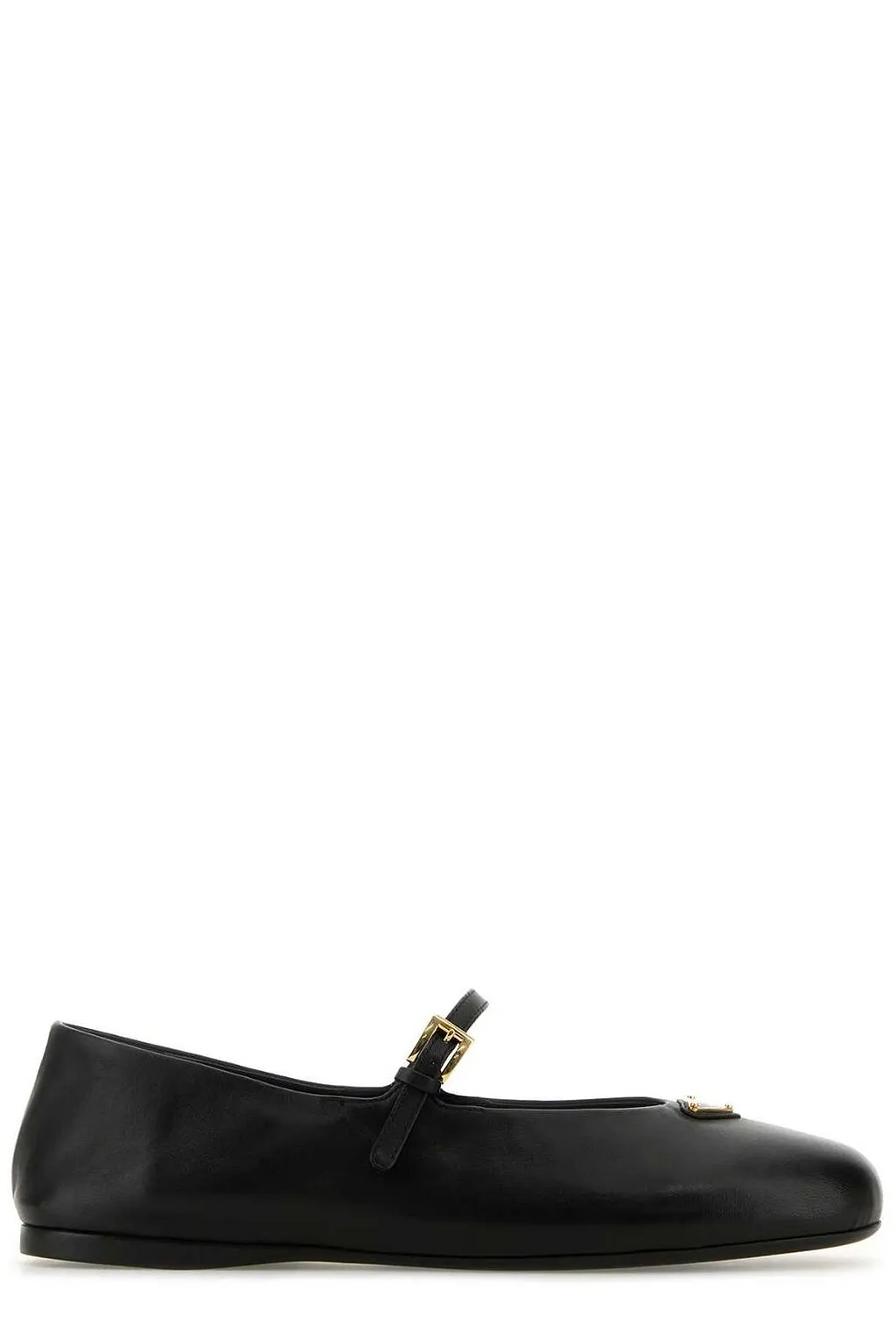 Prada Logo Detailed Round-Toe Ballerina Shoes