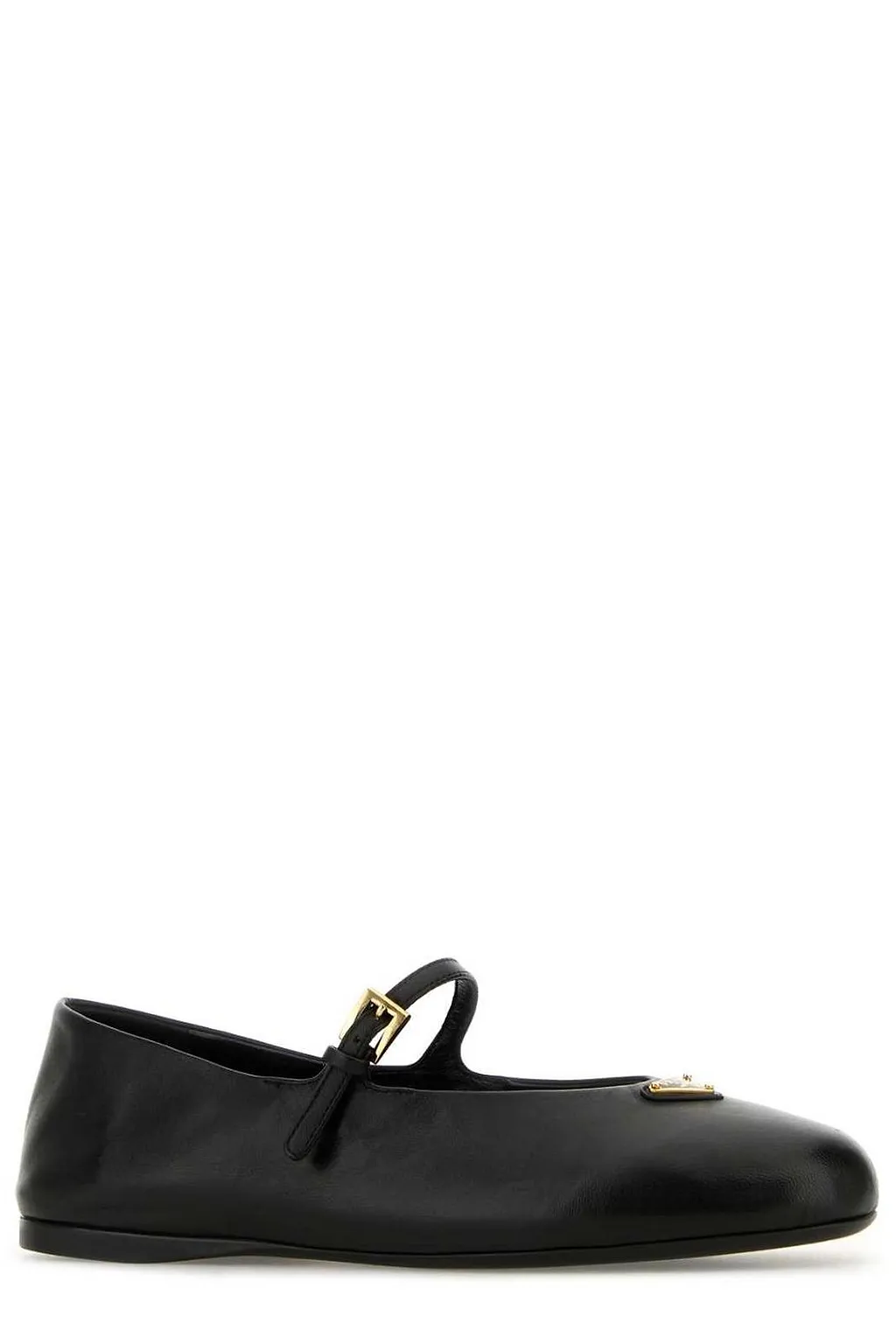 Prada Logo Detailed Round-Toe Ballerina Shoes