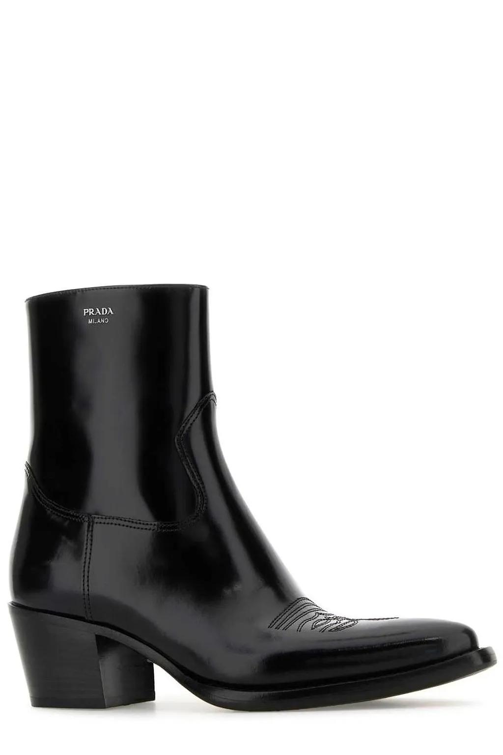 Prada Logo Detailed Pointed Toe Boots