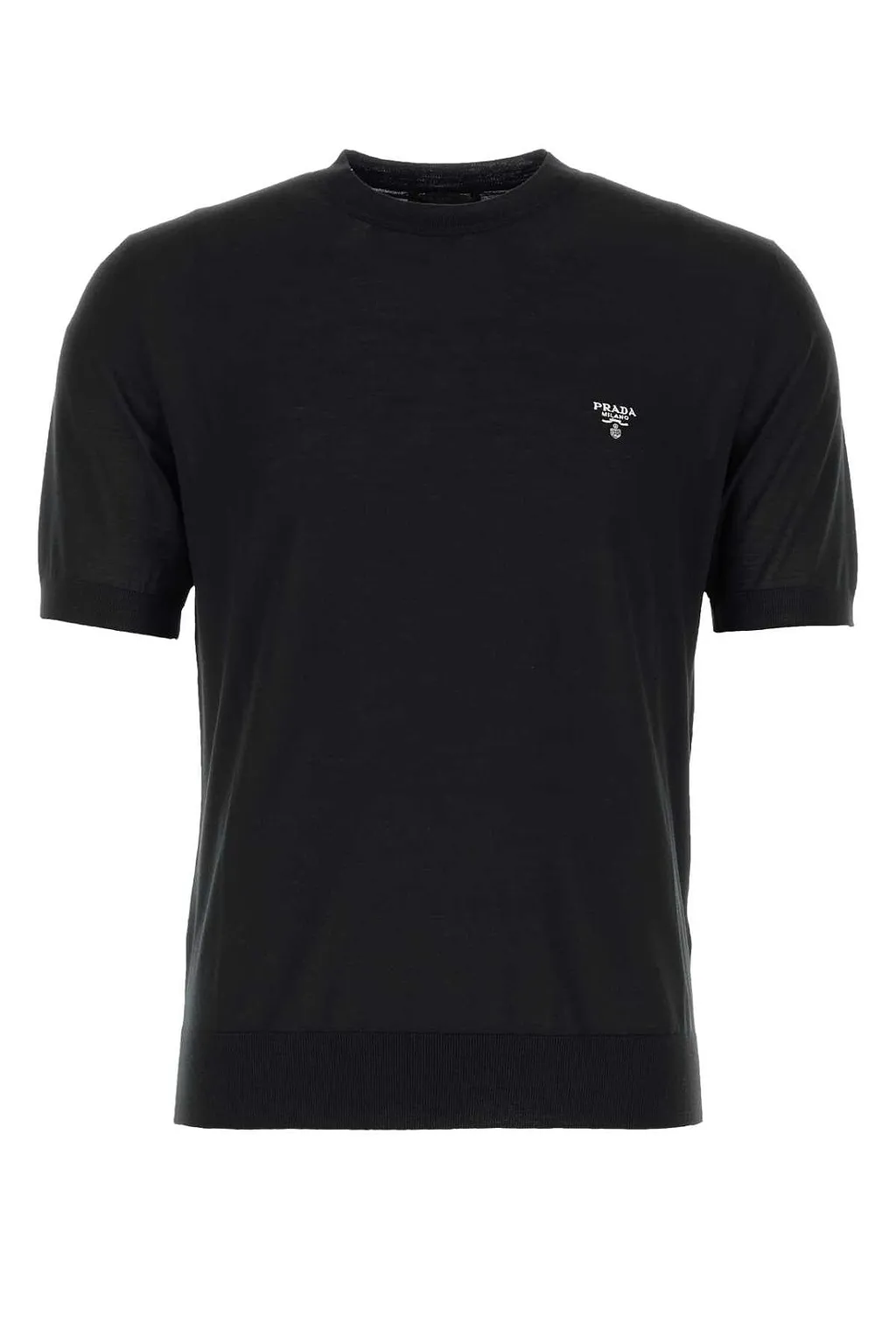 Prada Logo Embroidered Knit T-Shirt