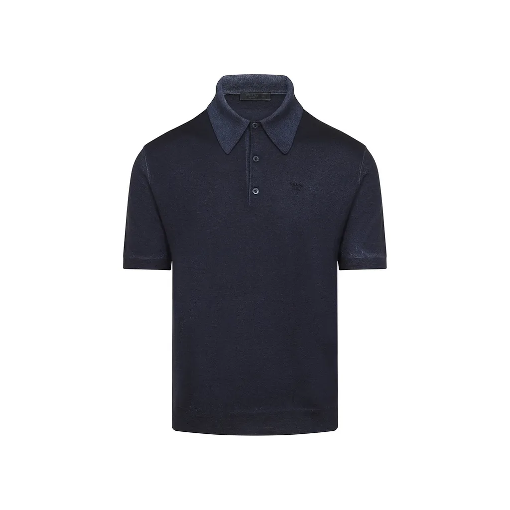 Prada Logo-Embroidered Knitted Polo Shirt