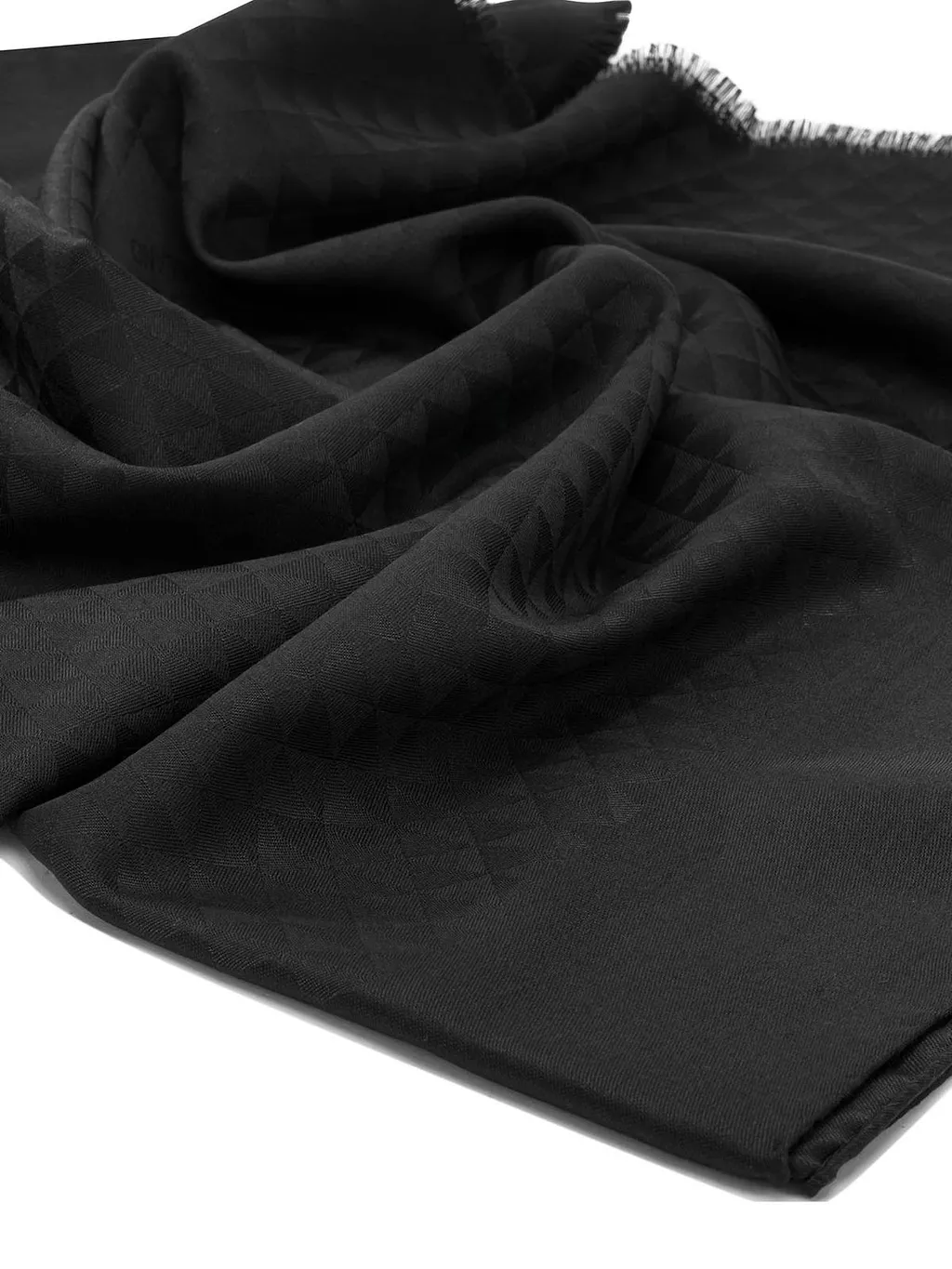 Prada Logo Jacquard Fringed Edge Scarf