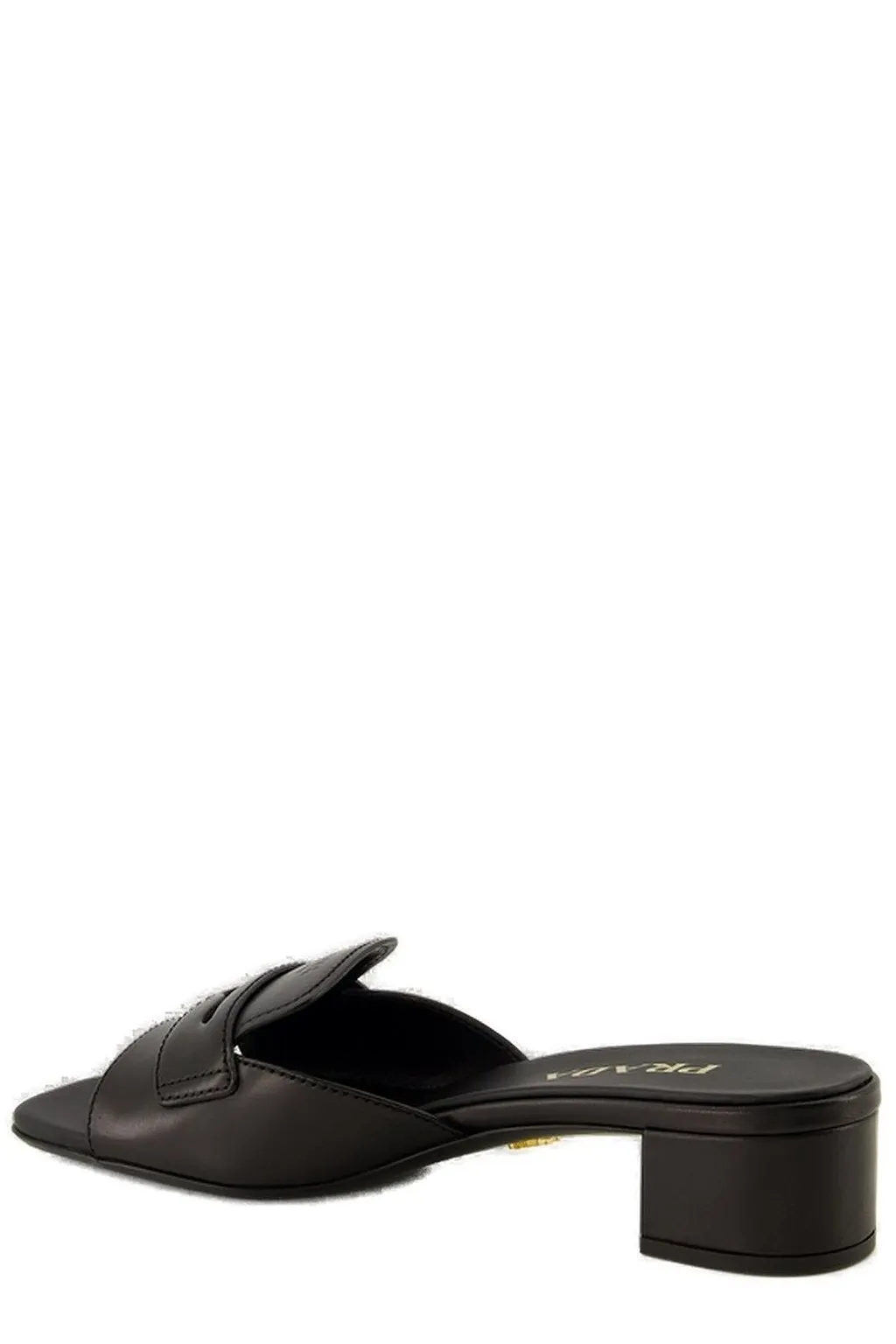 Prada Logo Lettering Low-Heelded Mules