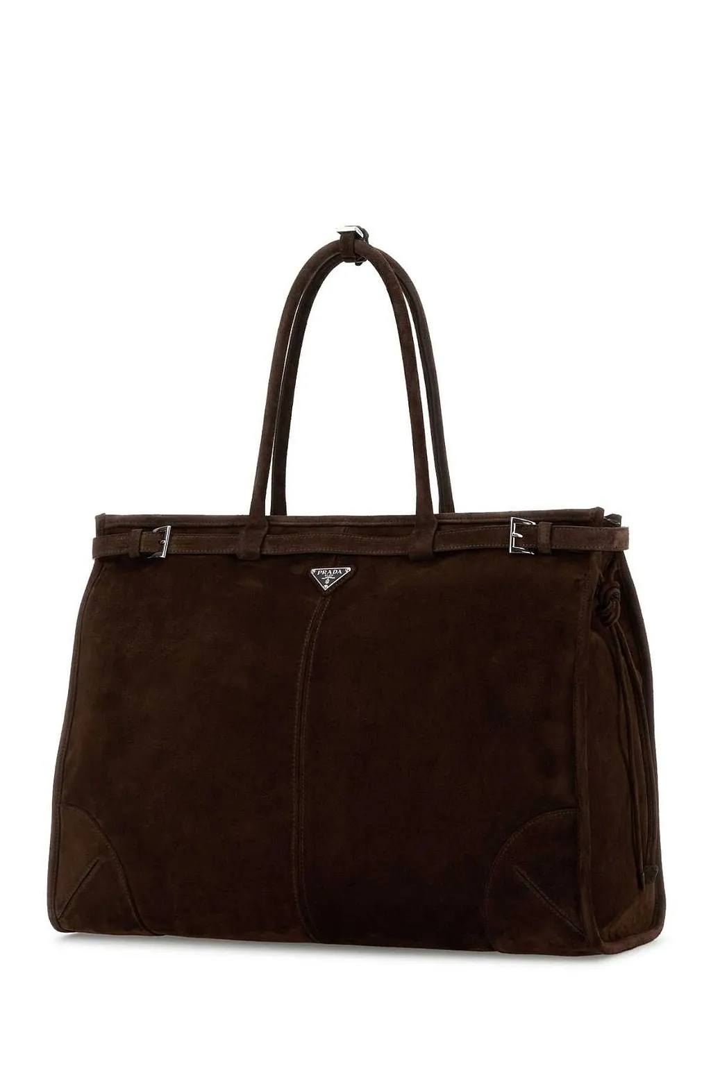 Prada Logo Patch Buckle Detailed Tote Bag
