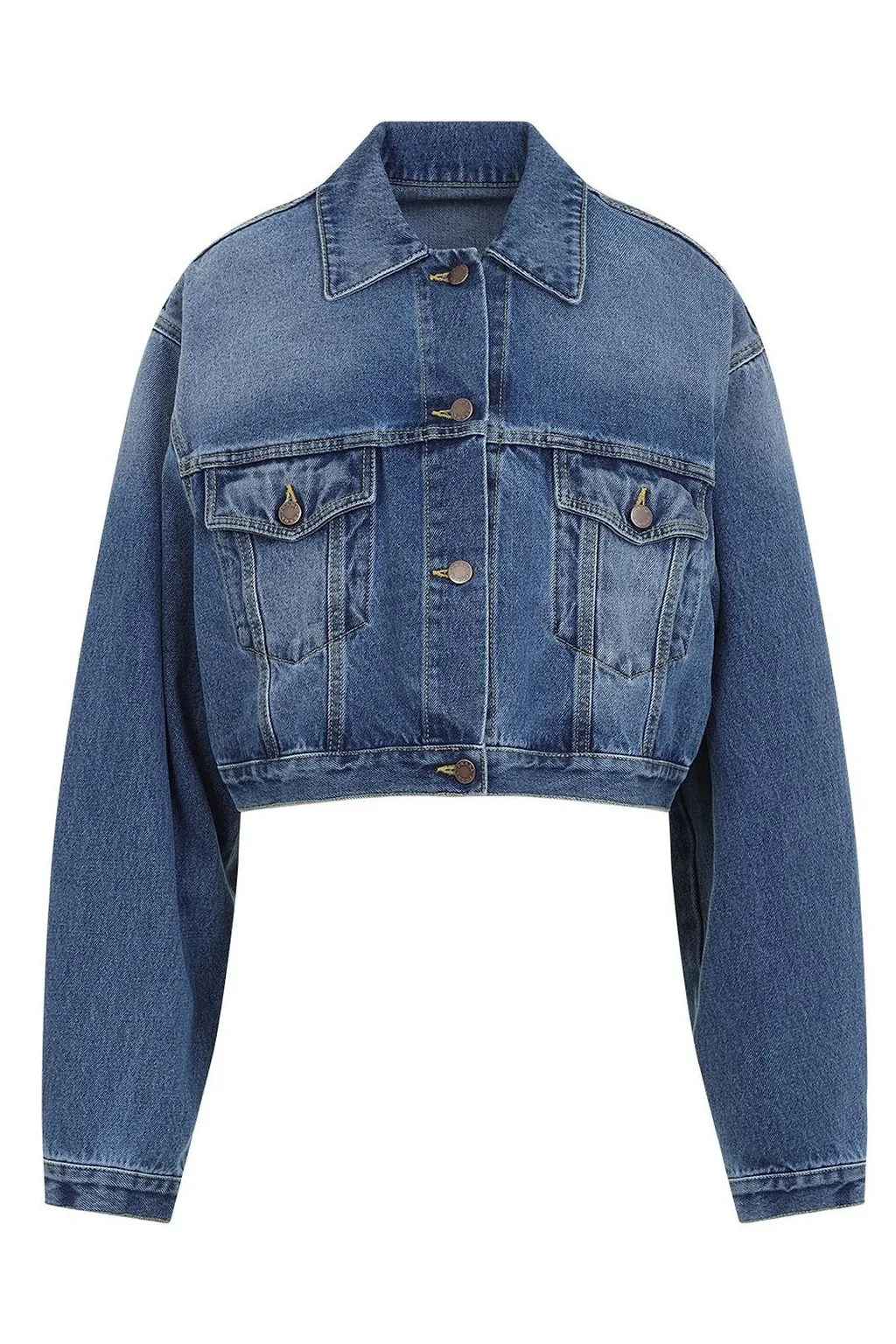 Prada Logo Patch Cropped Denim Jacket
