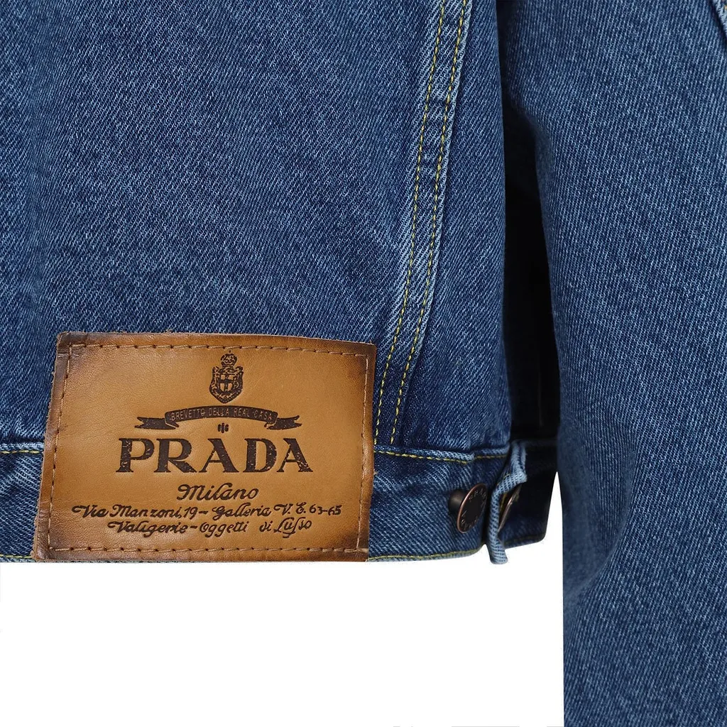 Prada Logo Patch Cropped Denim Jacket