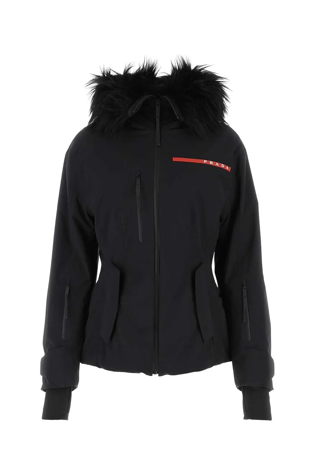 Prada Logo-Patch Zipped Hooded Jacket