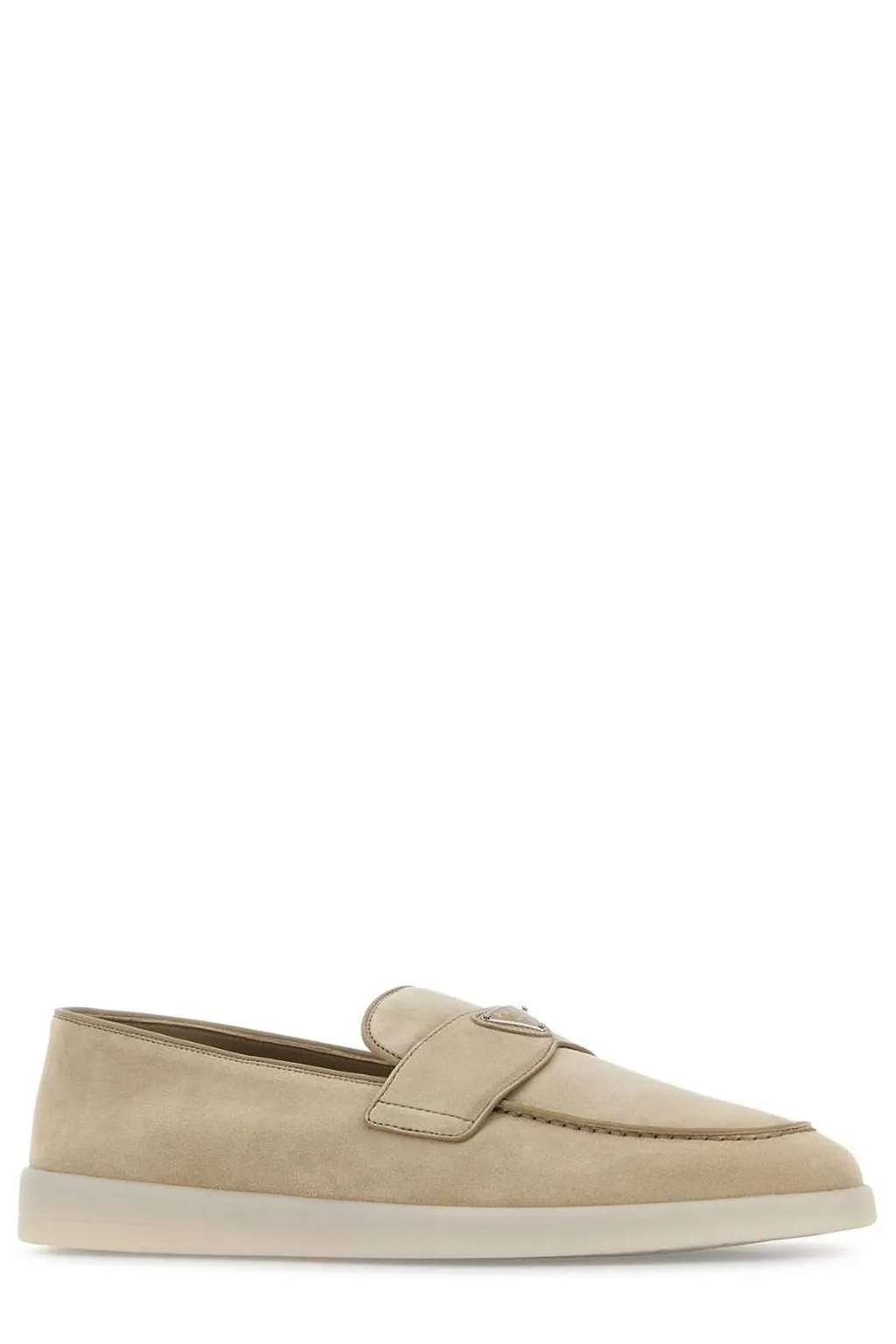 Prada Logo Plaque Almond Toe Loafers