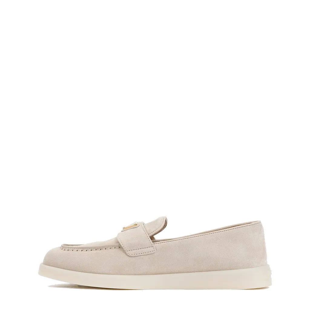 Prada Logo Plaque Apron Toe Loafers