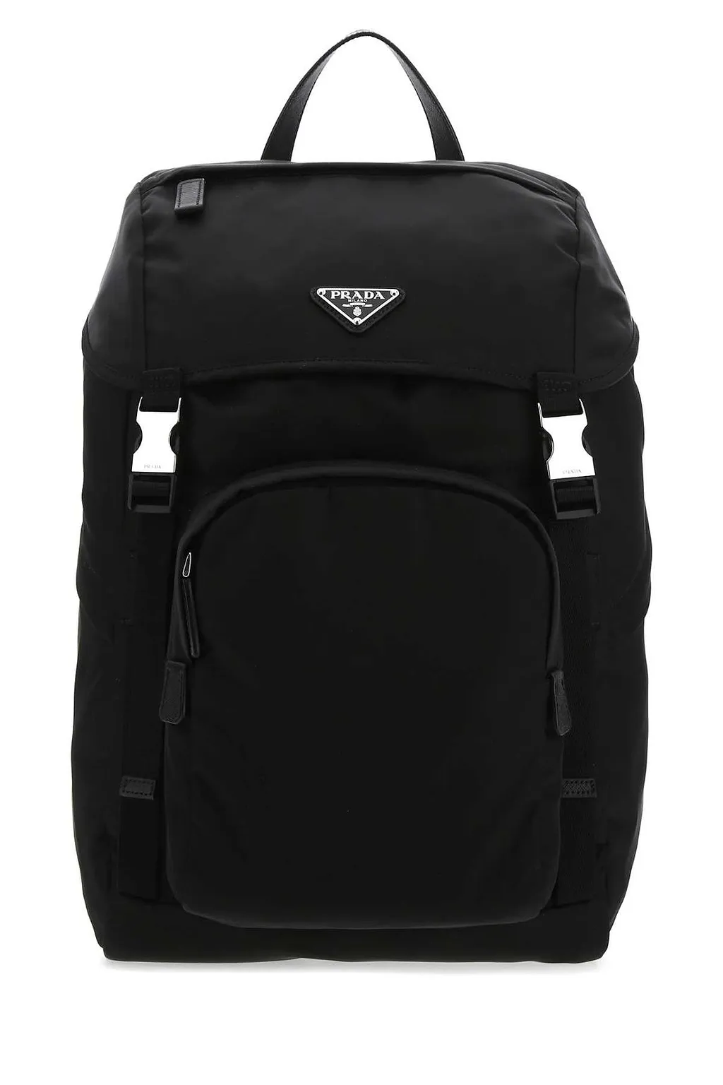 Prada Logo Plaque Buckled Backpack