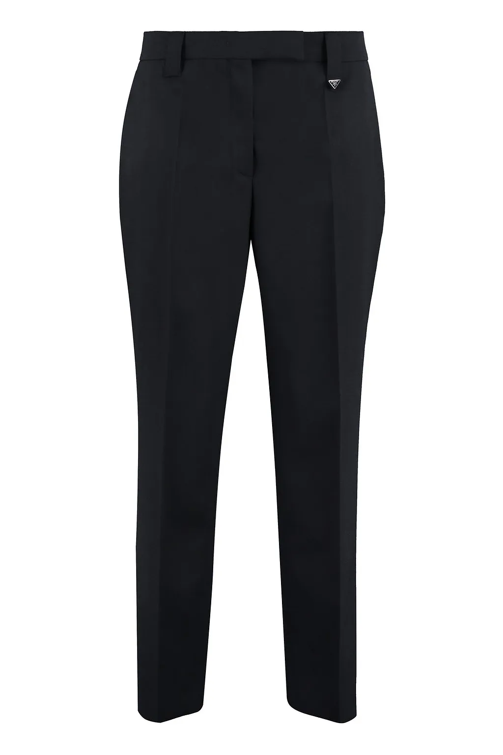 Prada Logo-Plaque Cropped Tailored Trousers