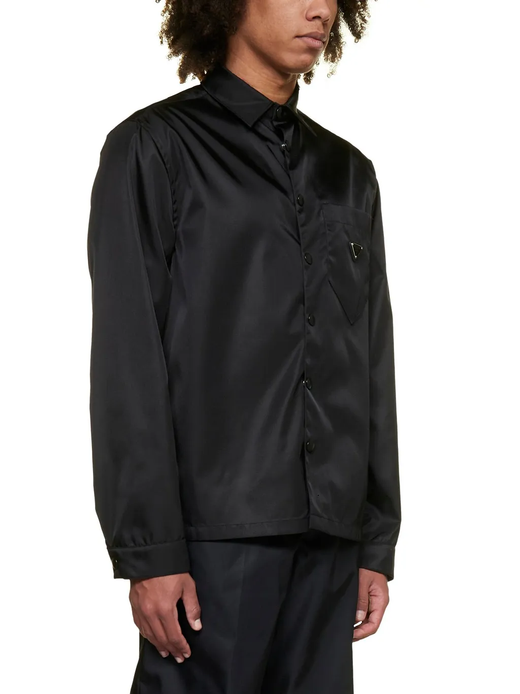 Prada Logo Plaque Chest Pocket Shirt