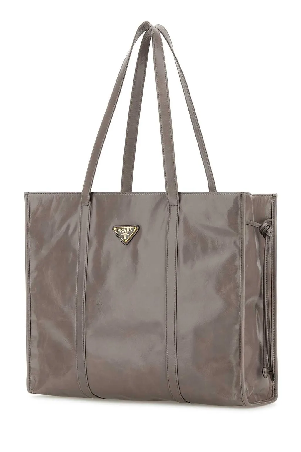 Prada Logo Plaque Drawstring Tote Bag