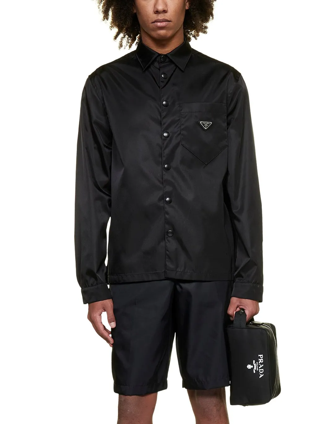 Prada Logo Plaque Chest Pocket Shirt
