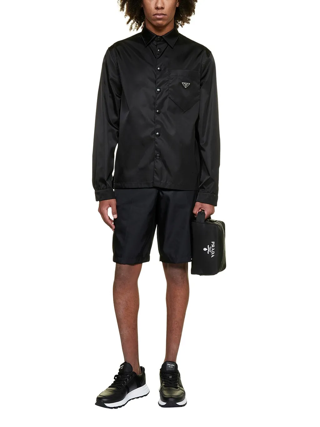 Prada Logo Plaque Chest Pocket Shirt