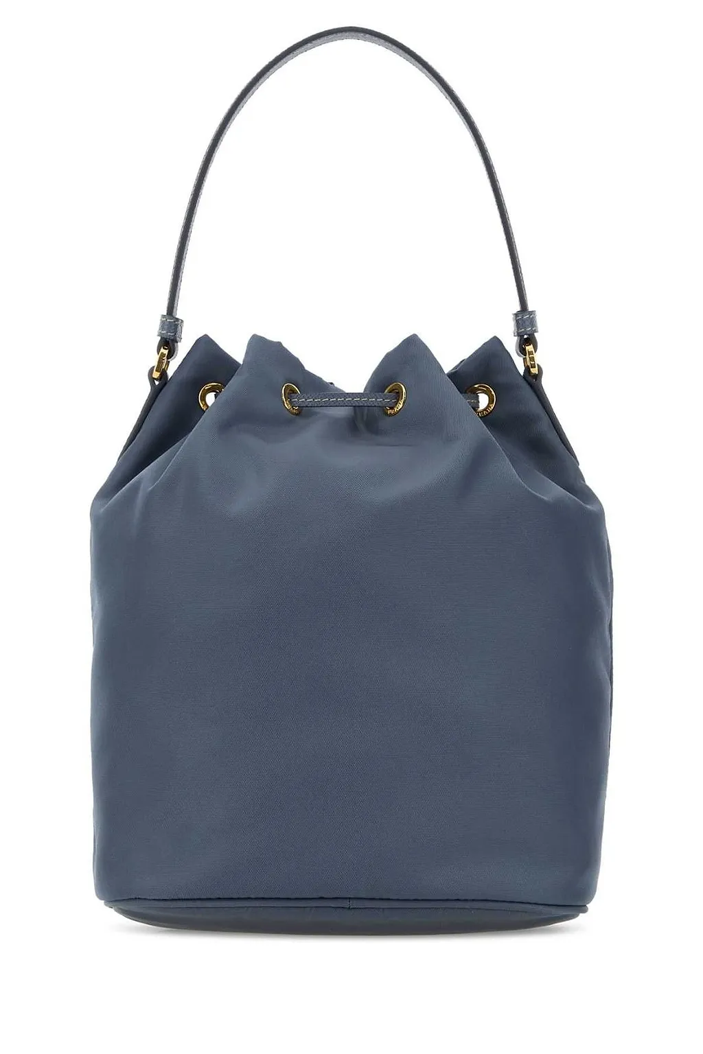 Prada Logo Plaque Drawstring Bucket Bag