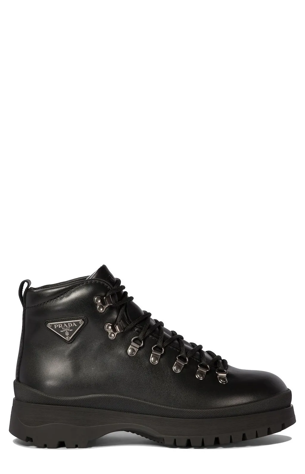 Prada Logo Plaque Lace-Up Boots