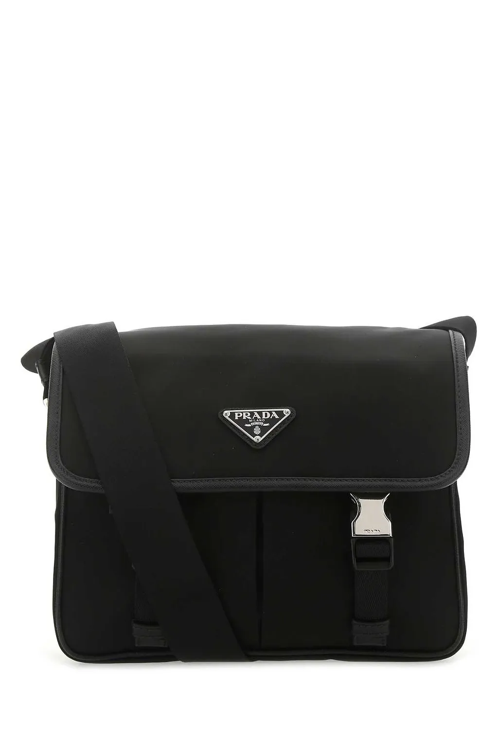 Prada Logo Plaque Fold-Over Shoulder Bag
