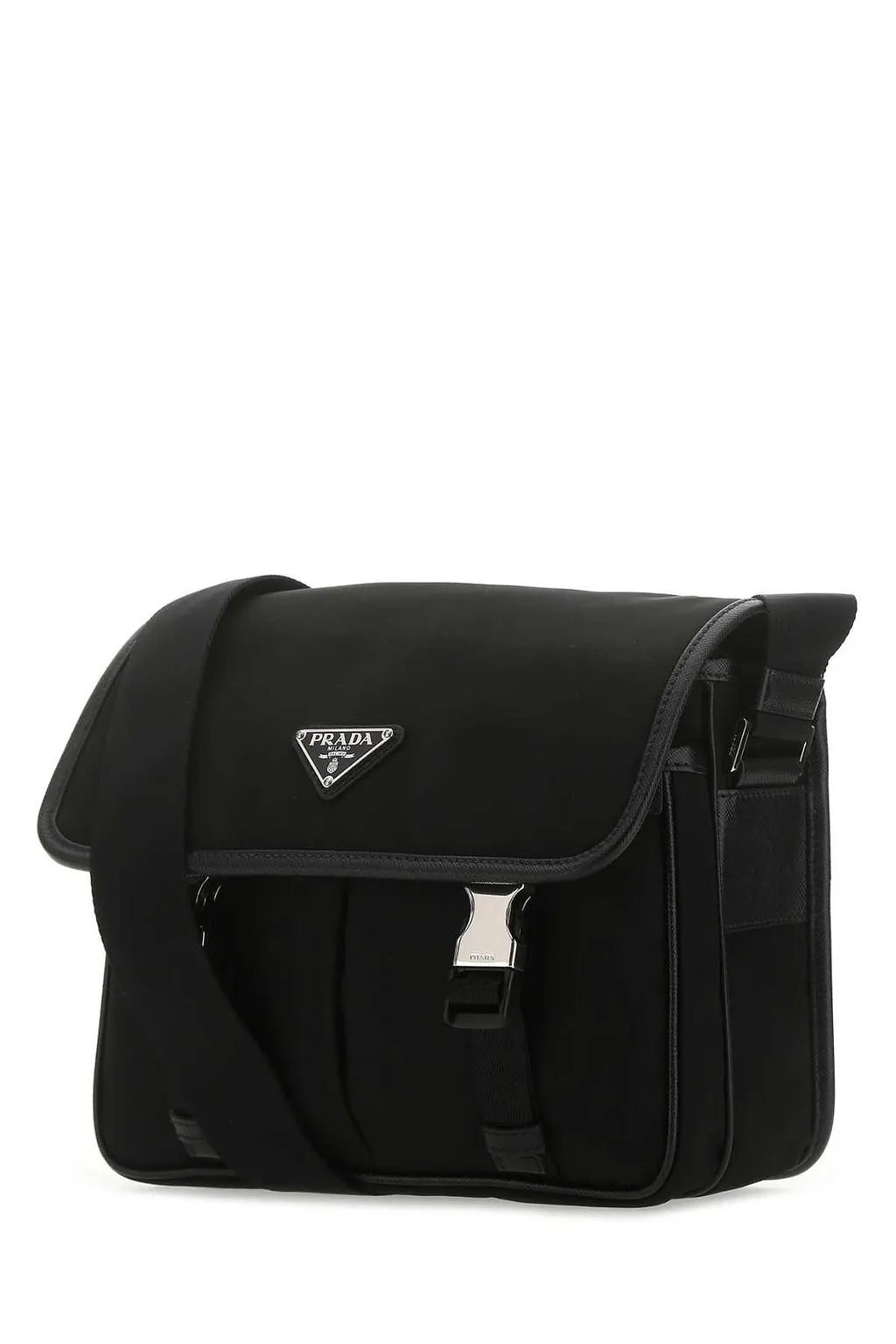 Prada Logo Plaque Fold-Over Shoulder Bag