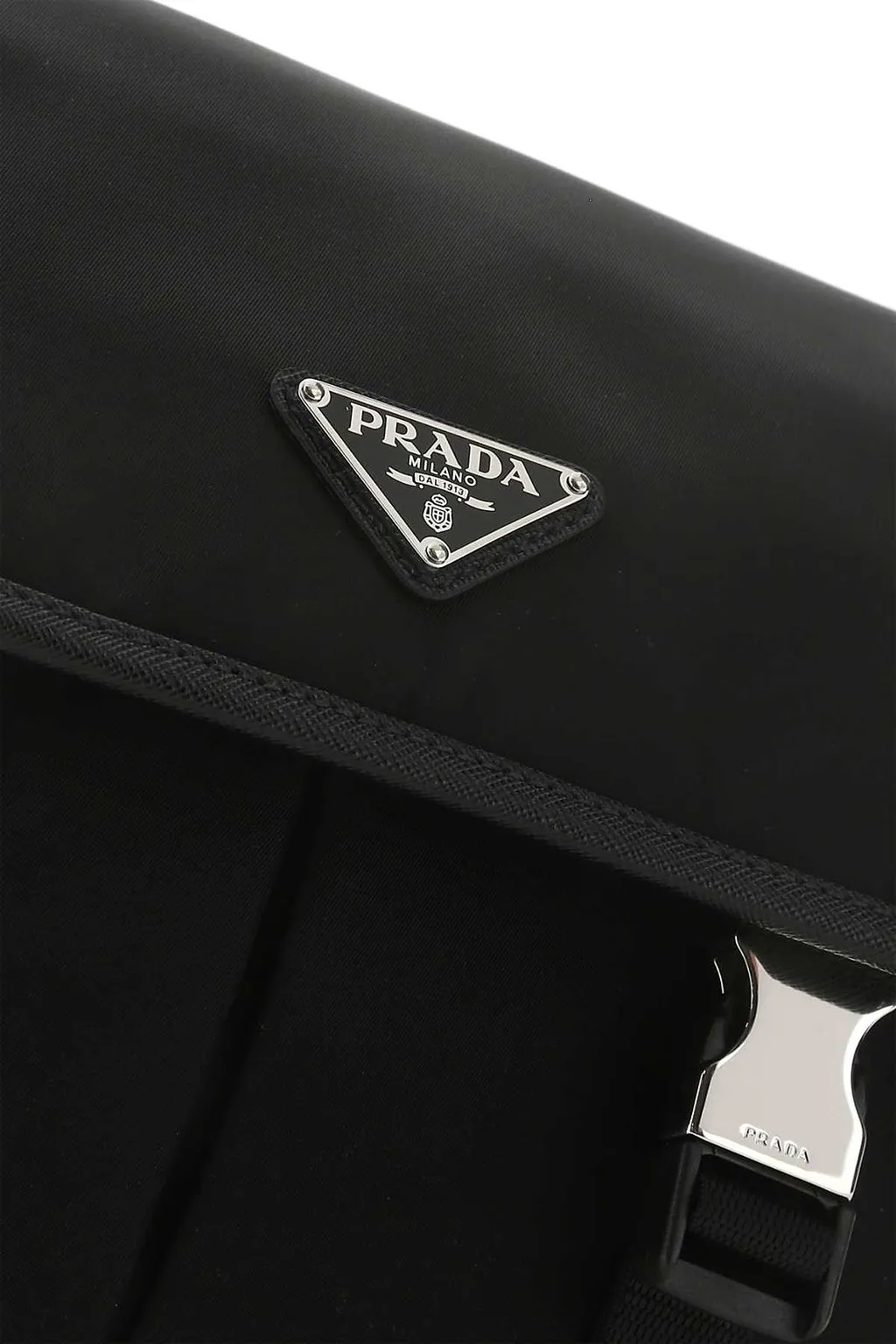 Prada Logo Plaque Fold-Over Shoulder Bag