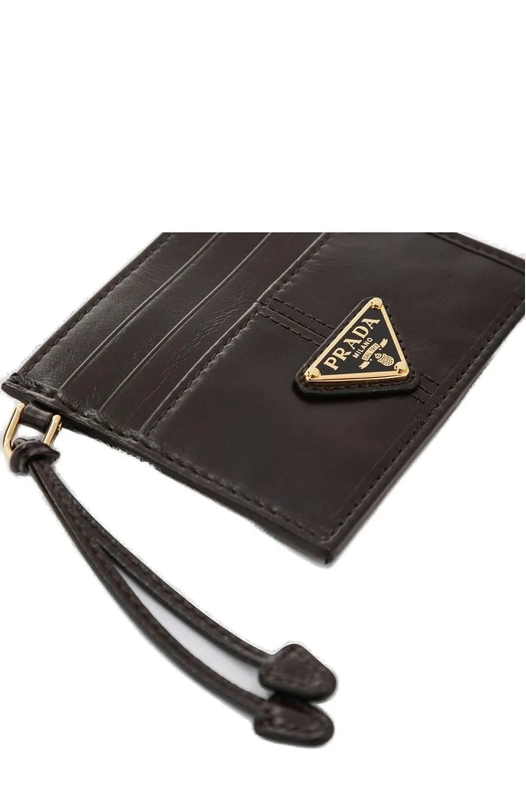 Prada Logo Plaque Open Top Card Holder