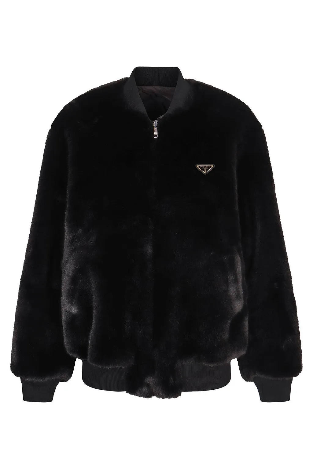 Prada Logo Plaque Reversible Bomber Jacket