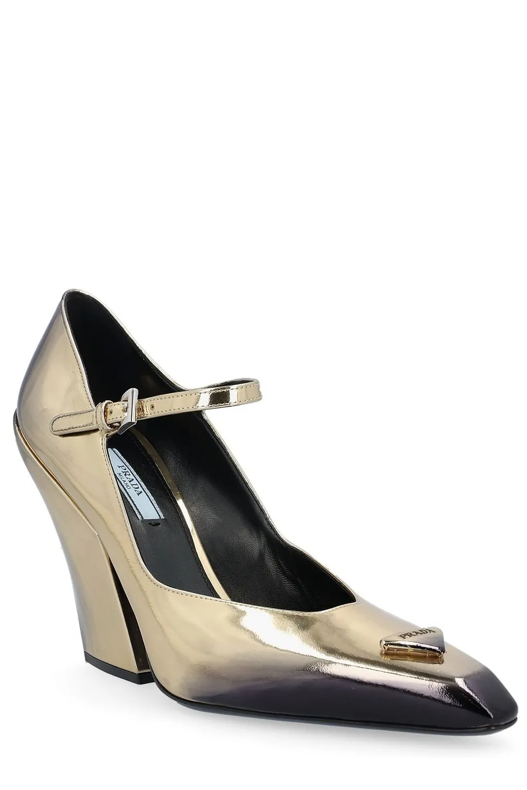 Prada Logo Plaque Pointed-Toe Pumps