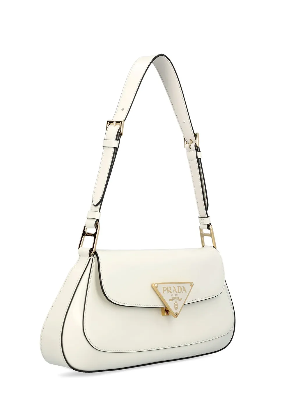 Prada Cleo Logo Plaque Shoulder Bag