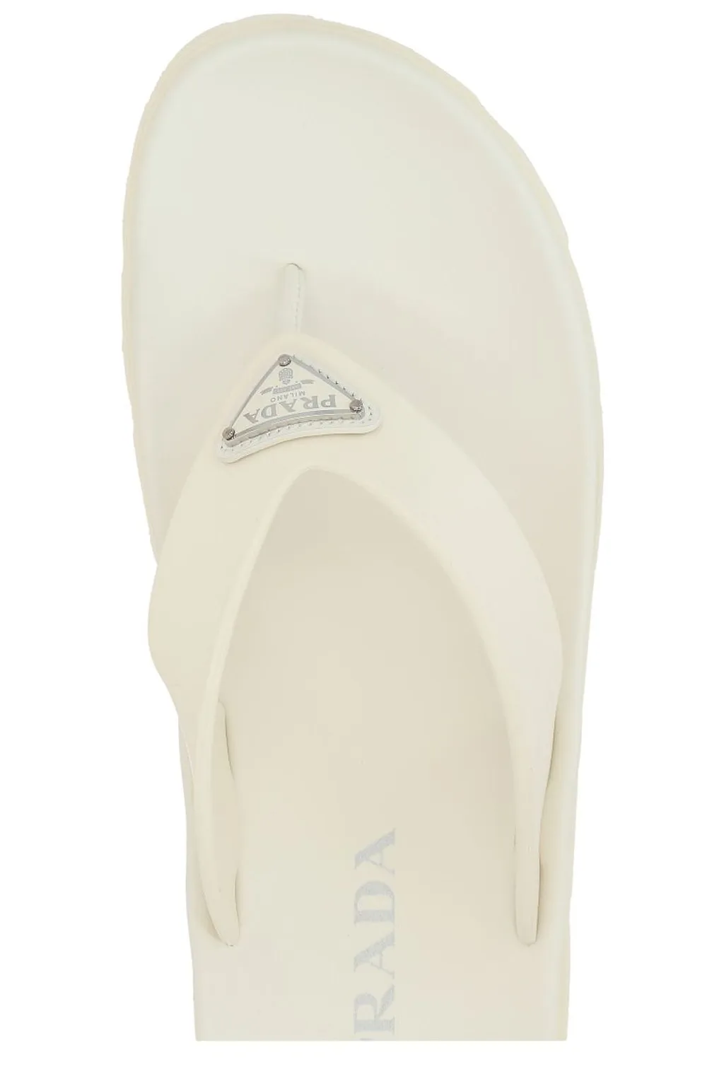 Prada Logo Plaque Round-Toe Flip Flops