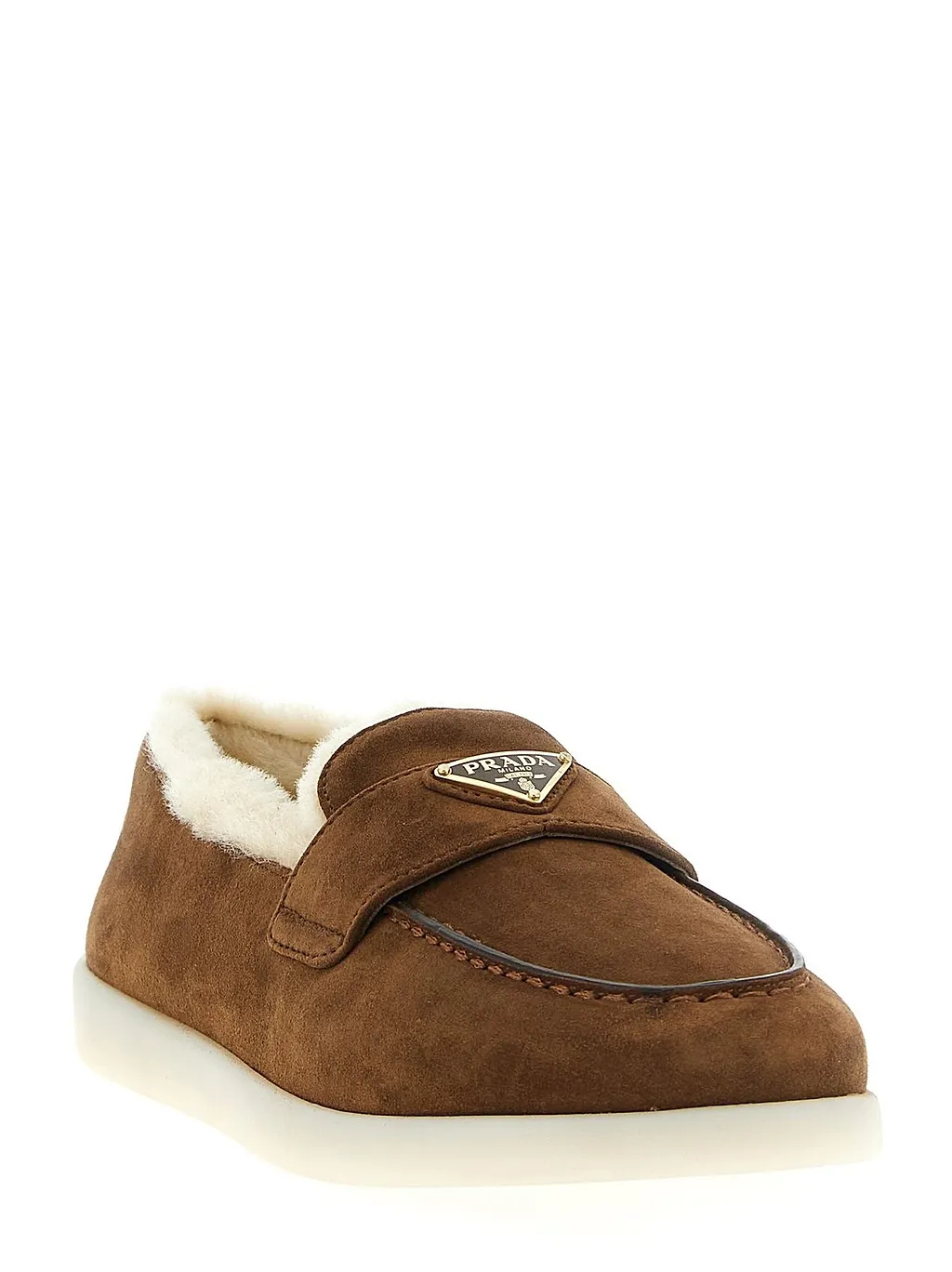 Prada Logo Plaque Slip-On Loafers