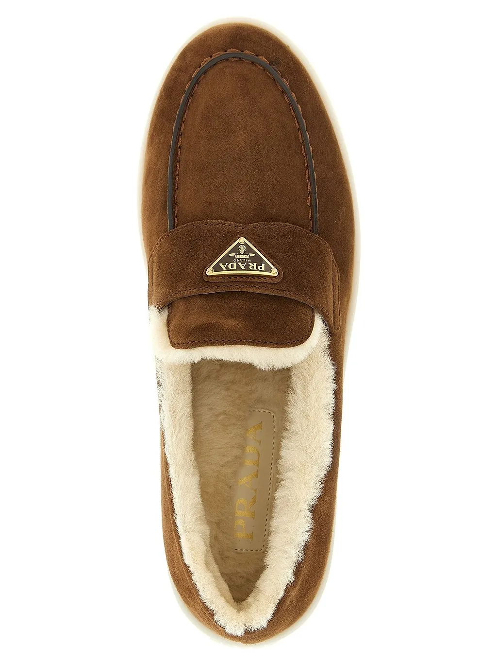 Prada Logo Plaque Slip-On Loafers