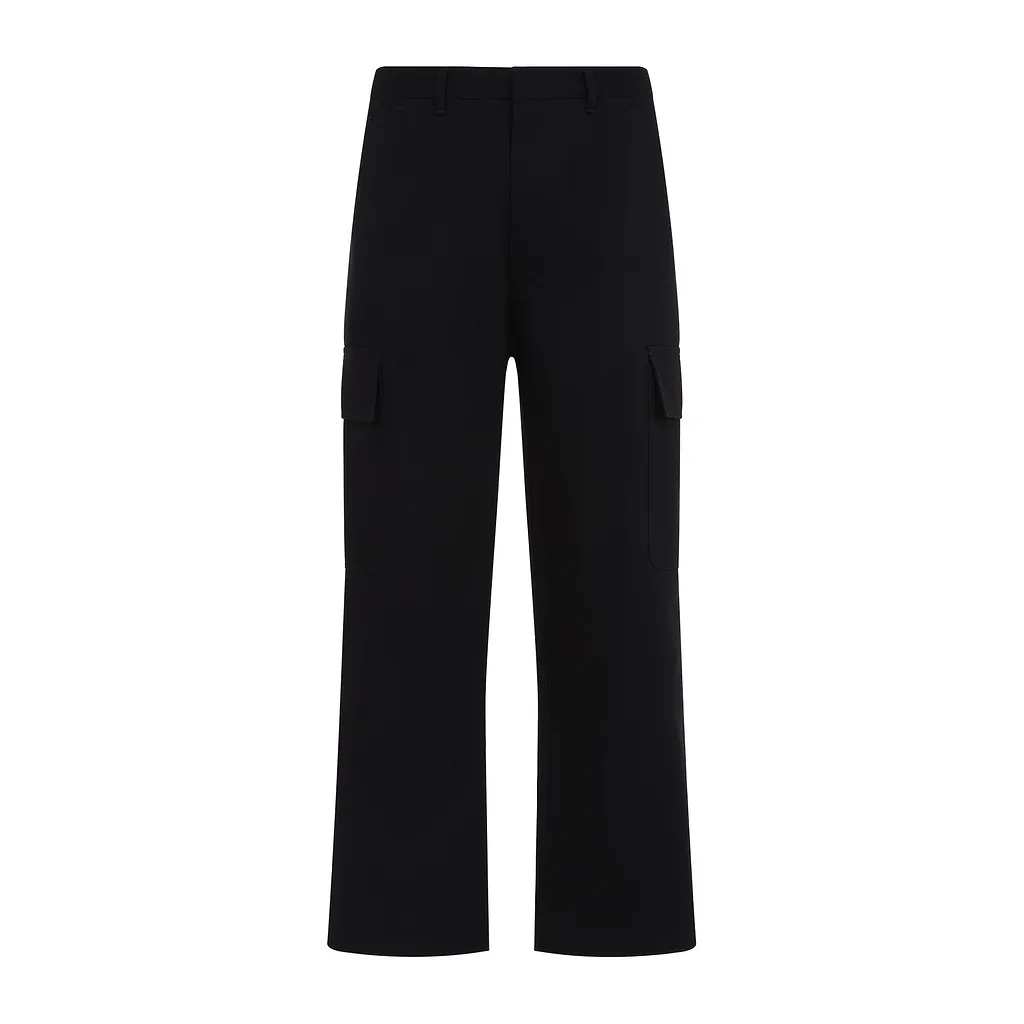 Prada Logo Plaque Straight-Leg Pants