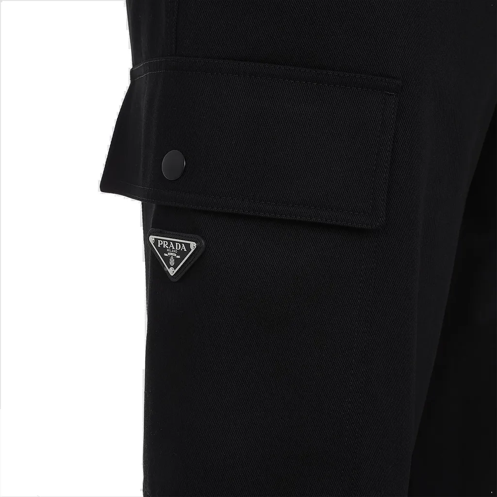 Prada Logo Plaque Straight-Leg Pants