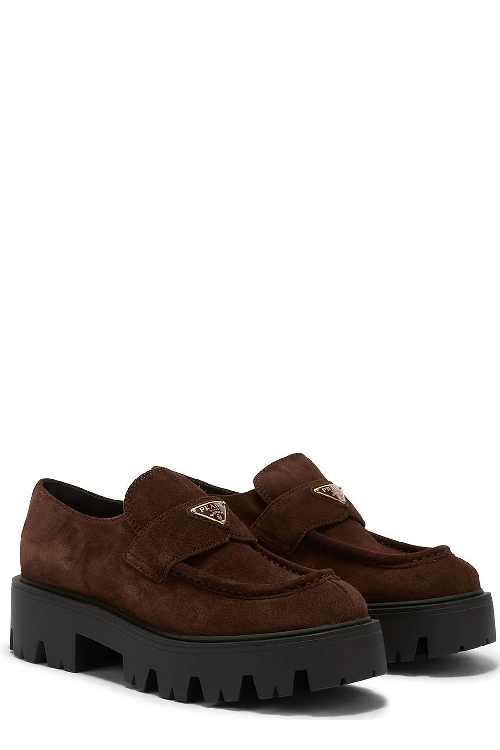 Prada Logo Plaque Slip-On Loafers