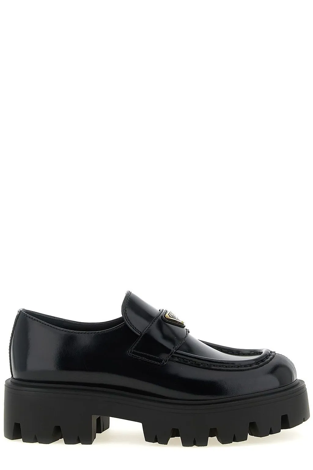Prada Logo Plaque Slip-On Loafers