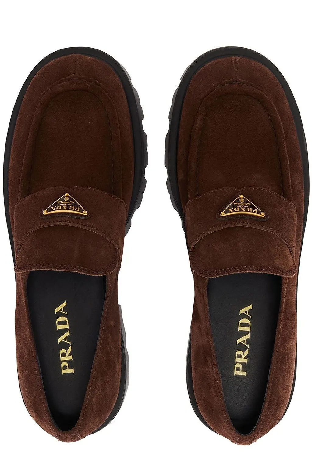 Prada Logo Plaque Slip-On Loafers