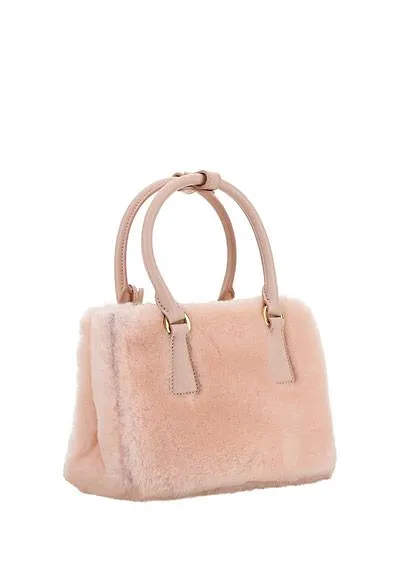 Prada Logo Plaque Teddy Bowling Top Handle Bag
