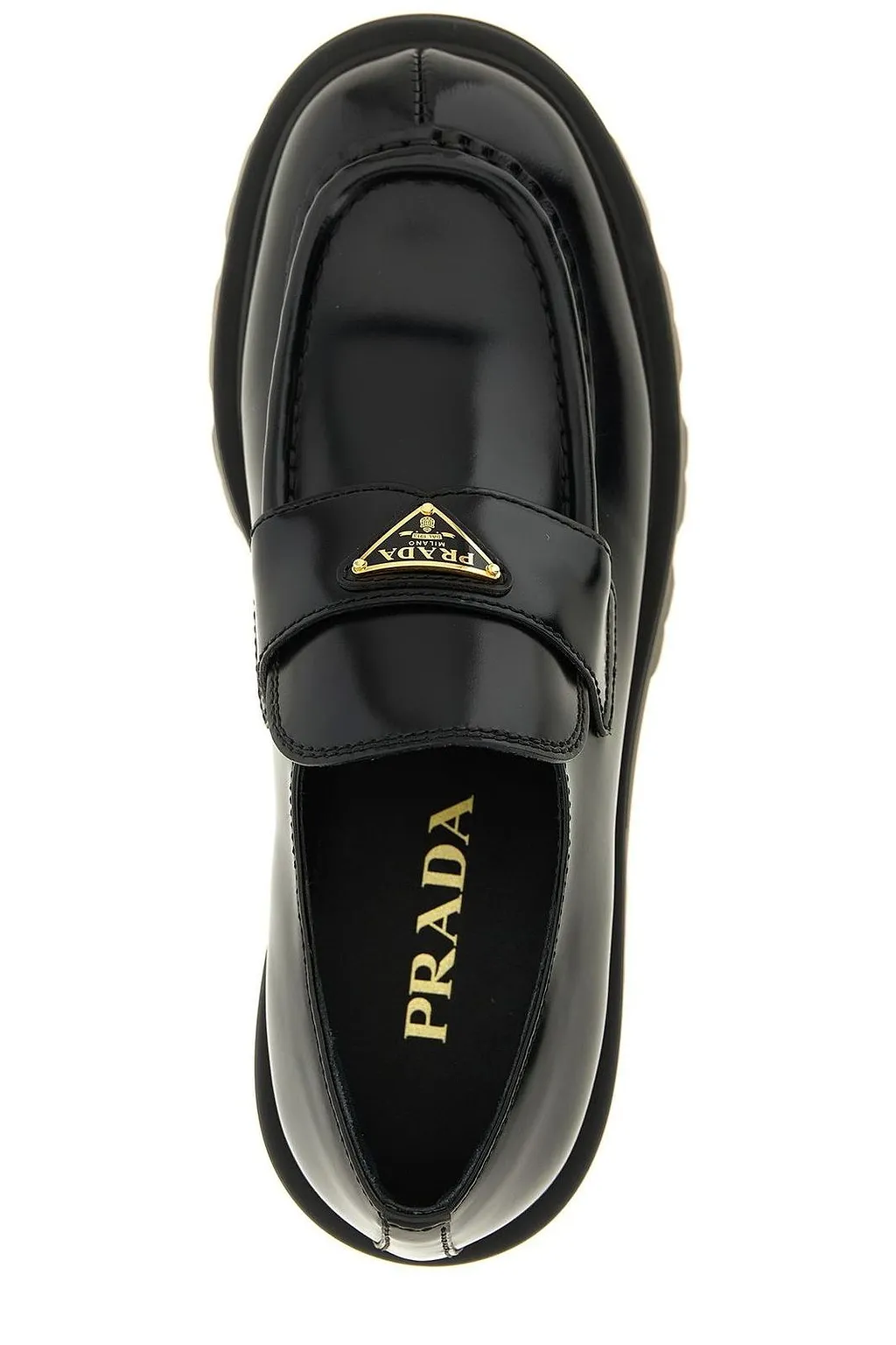 Prada Logo Plaque Slip-On Loafers