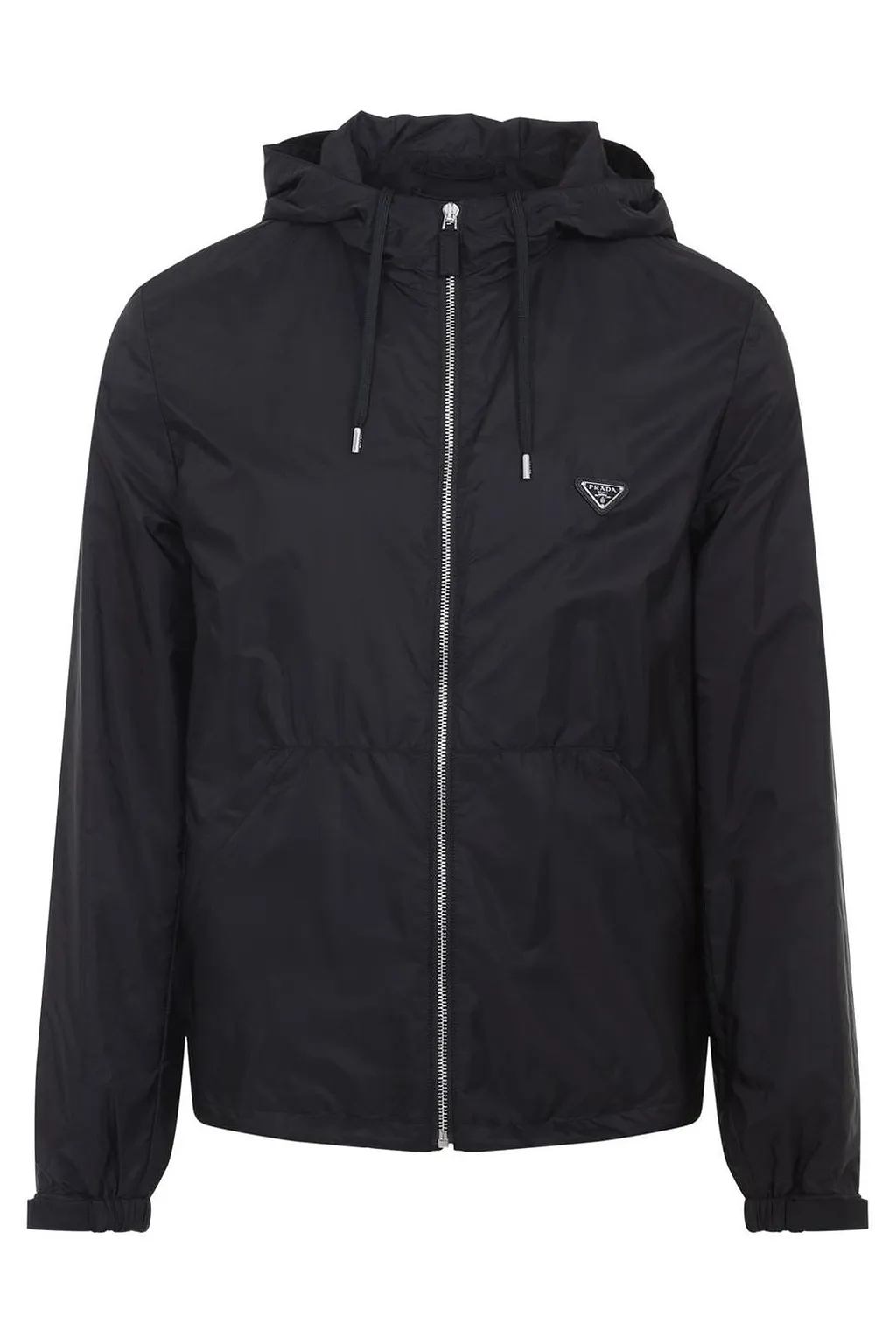 Prada Logo Plaque Zip-Up Hooded Jacket