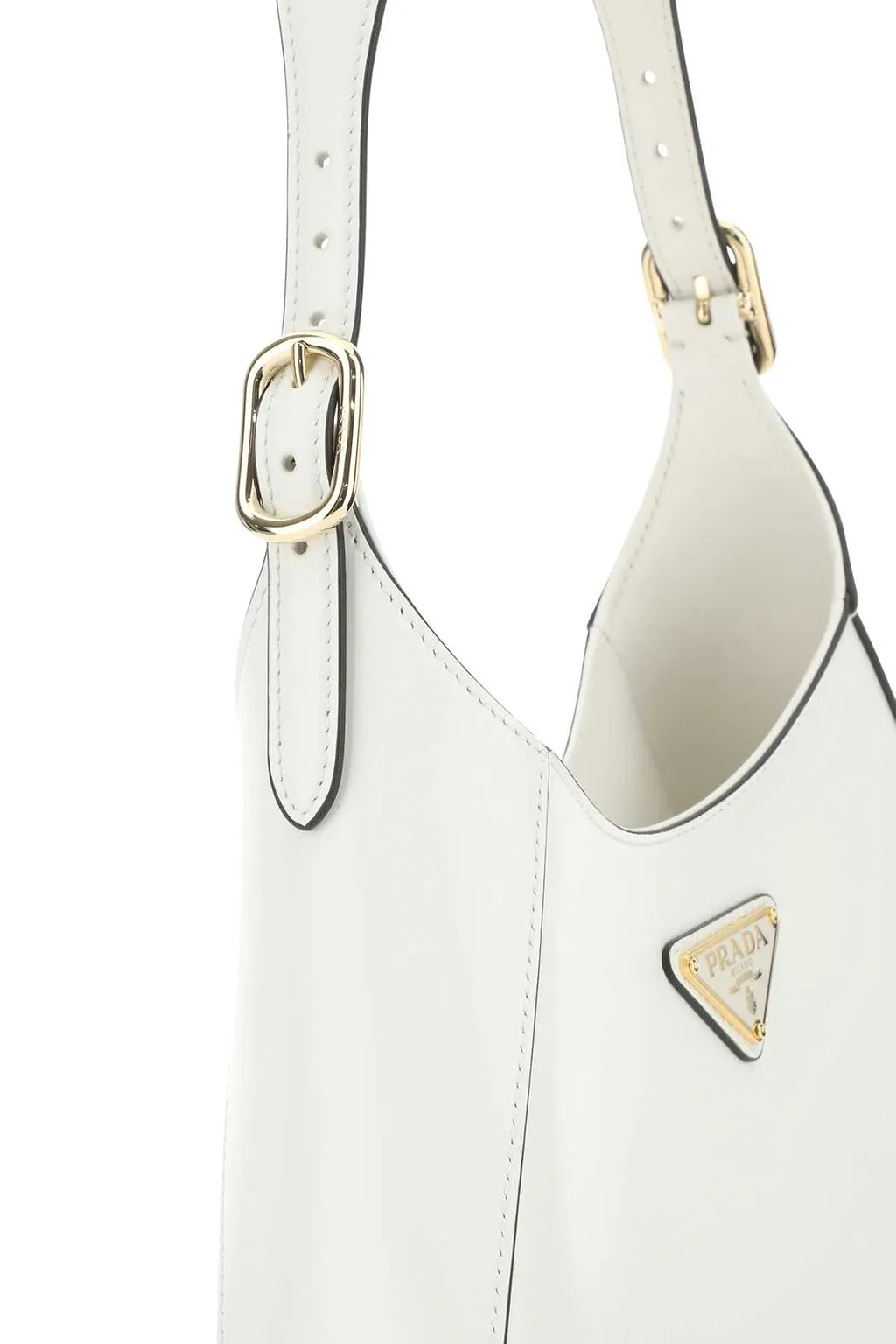 Prada Logo Plaque Zip-Up Hobo Bag