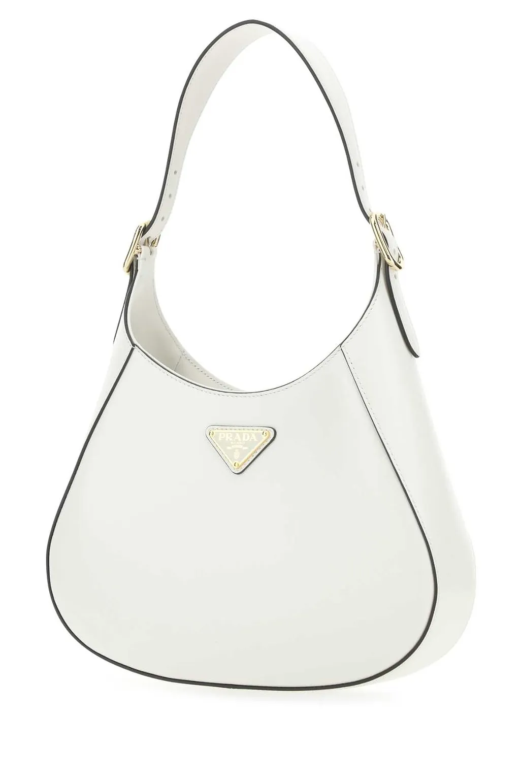 Prada Logo Plaque Zip-Up Hobo Bag