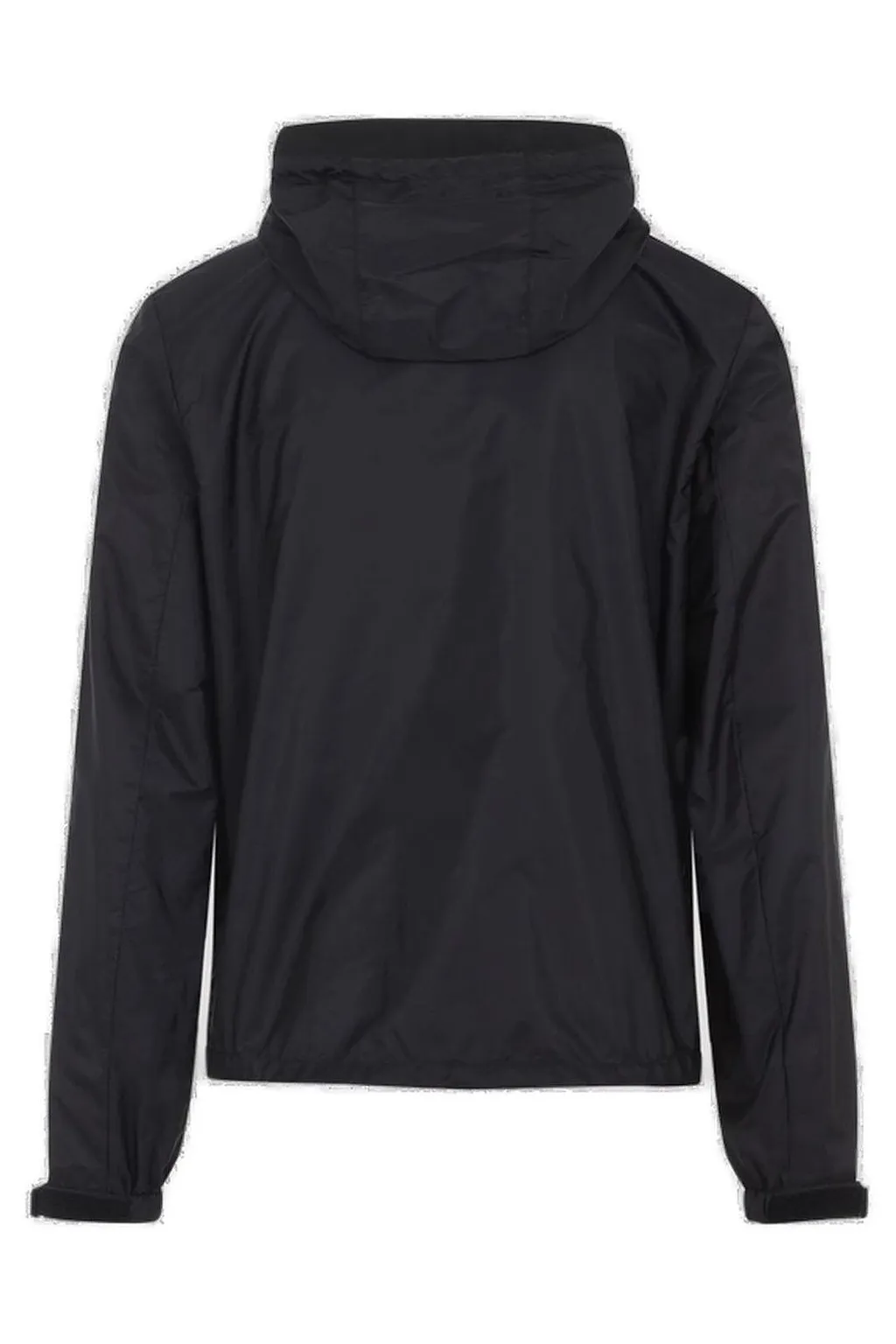 Prada Logo Plaque Zip-Up Hooded Jacket