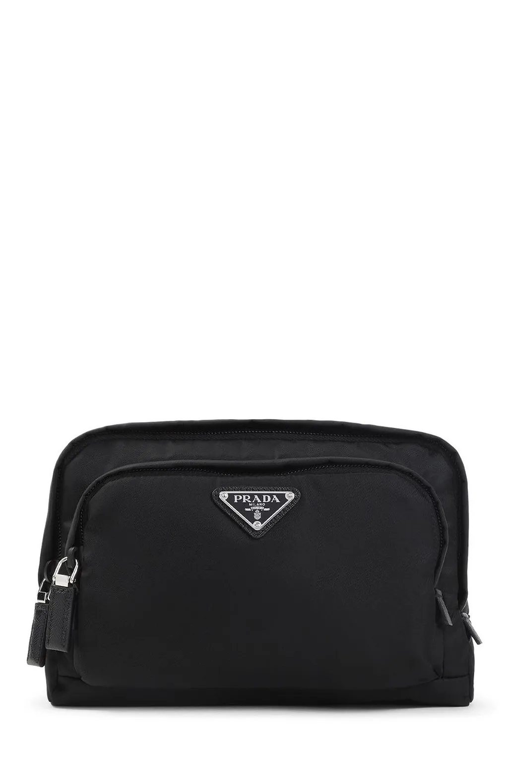 Prada Logo-Plaque Zipped Pouch Bag