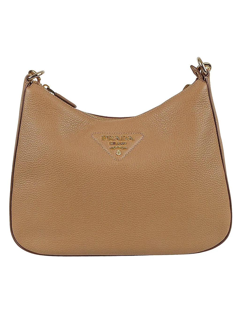 Prada Logo Plaque Zipped Shoulder Bag
