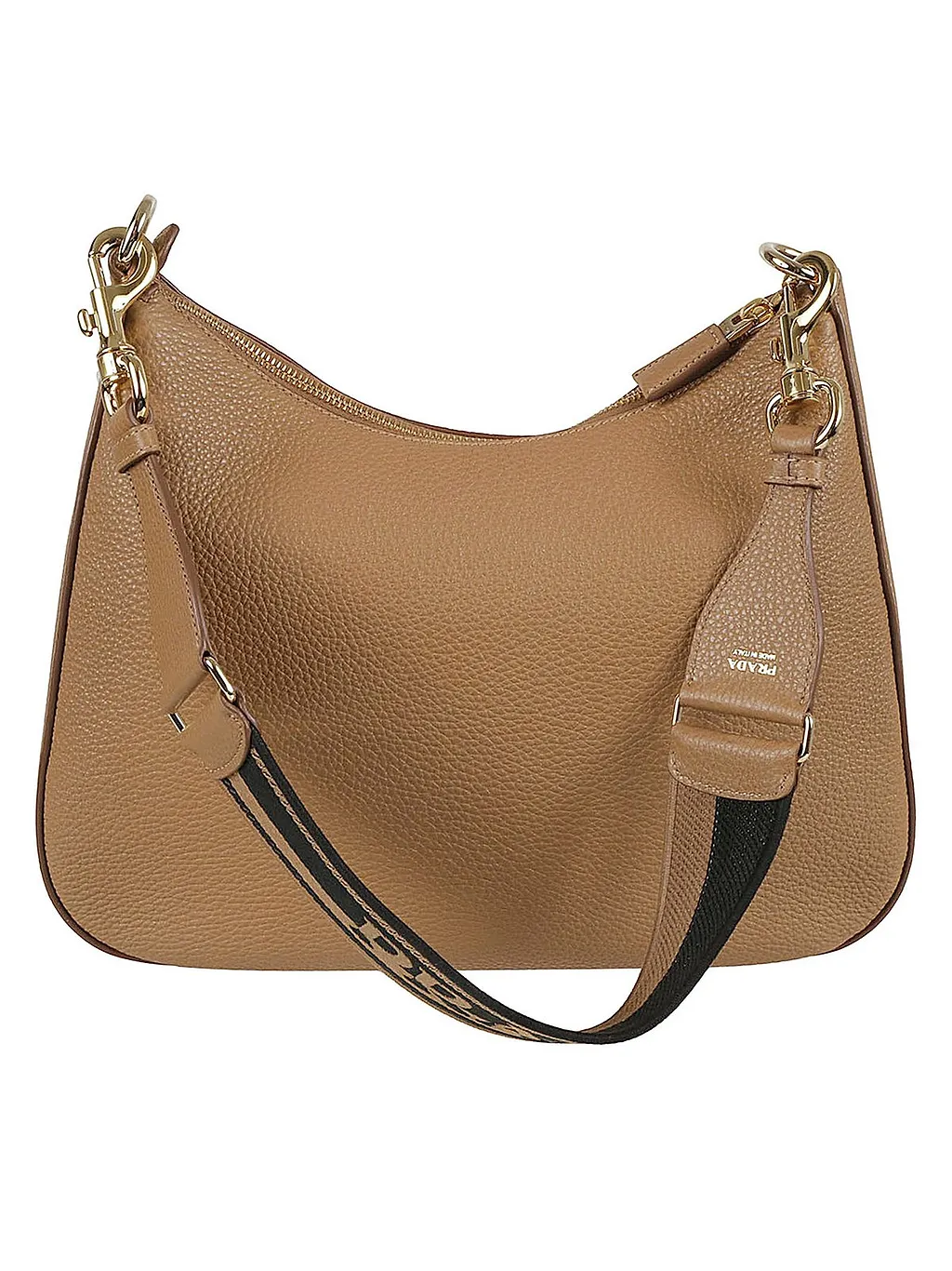 Prada Logo Plaque Zipped Shoulder Bag
