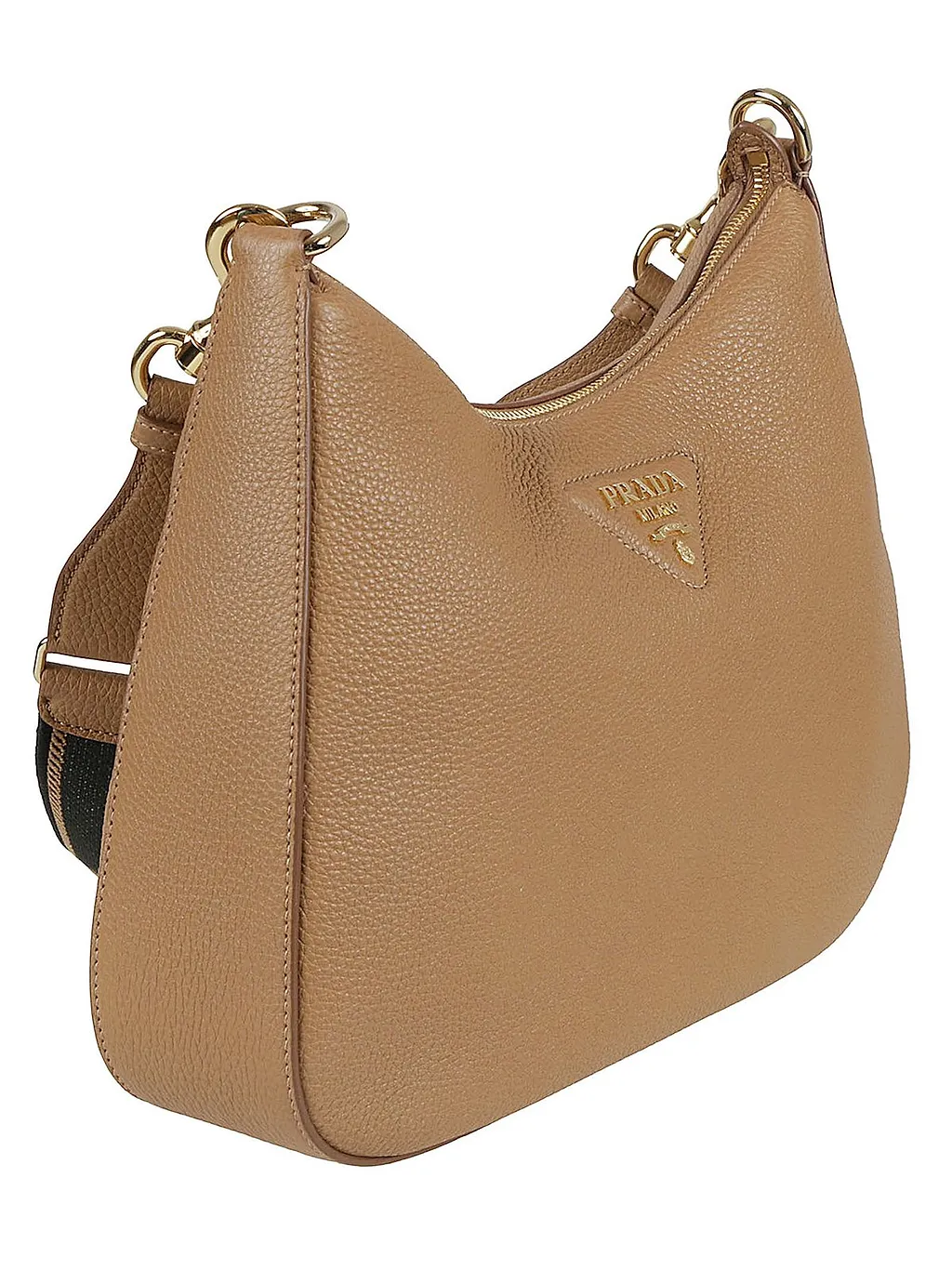 Prada Logo Plaque Zipped Shoulder Bag