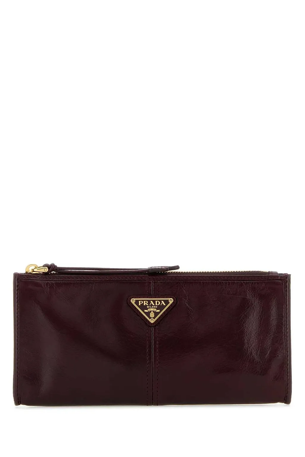 Prada Logo Plaque Zipped Wallet